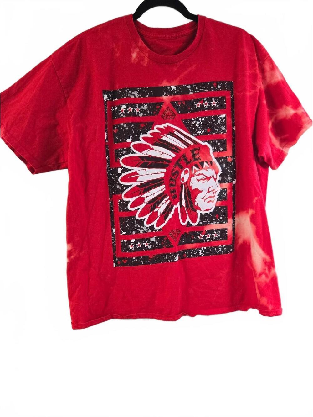 Hustle Red Graphic T-Shirt with Tie-Dye Effect